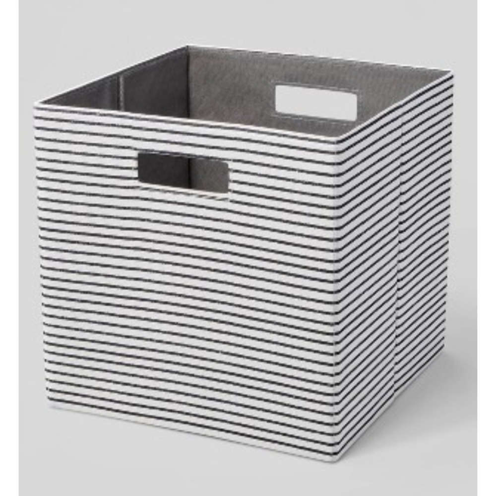 Brightroom fabric Storage Bin cube 13x13 black white stripe